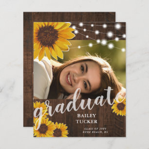 Rustic Sunflowers String Lights Photo Graduation