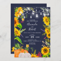 Rustic Sunflowers String Lights Pumpkin Navy Blue