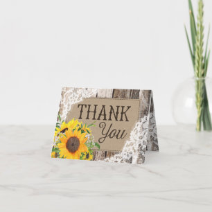 Rustic Sunflowers Thank You Card