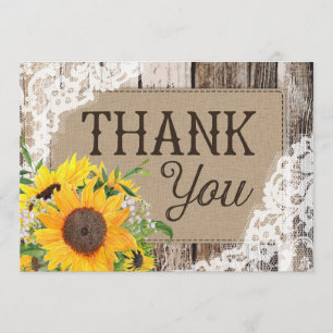 Rustic Sunflowers Thank You Card