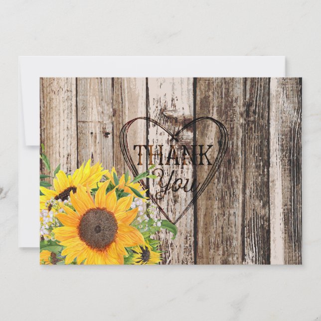 Rustic Sunflowers Thank You Card (Front)