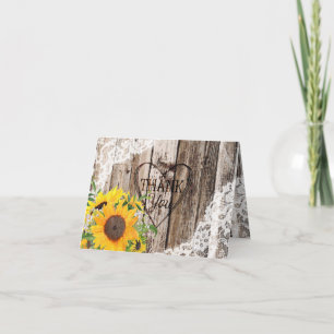 Rustic Sunflowers Thank You Card