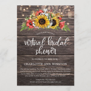 Rustic Sunflowers Virtual Bridal Shower Invitation