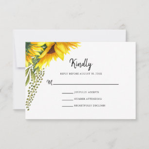 Rustic Sunflowers Wedding RSVP Card