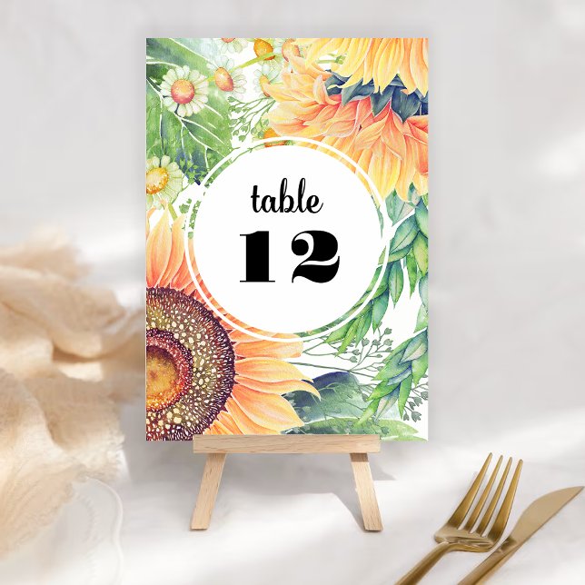 Rustic Sunflowers Wedding Table Number Card (Creator Uploaded)