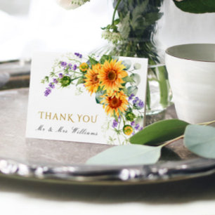 Rustic Sunflowers Wedding Thank You Card