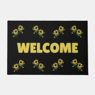 Rustic Sunflowers Welcome by mcful Doormat