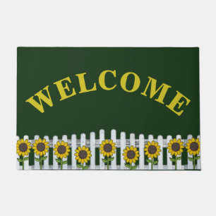 Rustic Sunflowers Welcome Door Mat