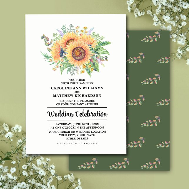 Rustic Sunflowers Wildflowers Wedding  Invitation (Creator Uploaded)