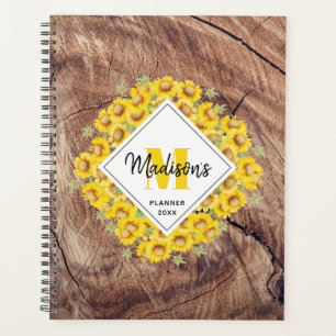 Rustic Sunflowers & Wood Texture Appointment Book Planner