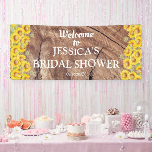 Rustic Sunflowers & Wood Texture Bridal Shower Banner