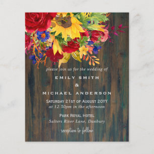 Rustic Sunflowers Yellow Red Blue Floral Wedding