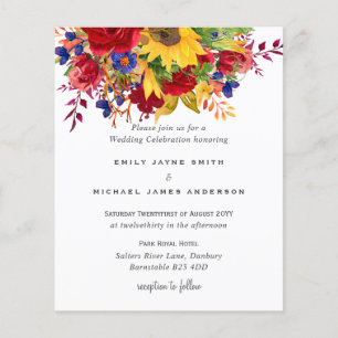 Rustic Sunflowers Yellow Red Blue Floral Wedding