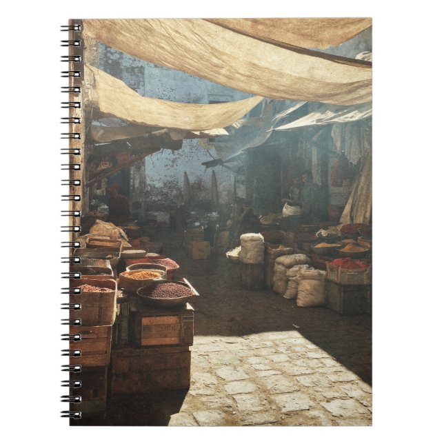 Rustic Sunlit Spice Market Notebook (Front)