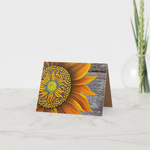 Rustic Sunny Sunflower on Barn Board Card