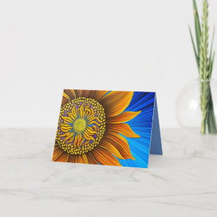Rustic Sunny Sunflower on Blue Card