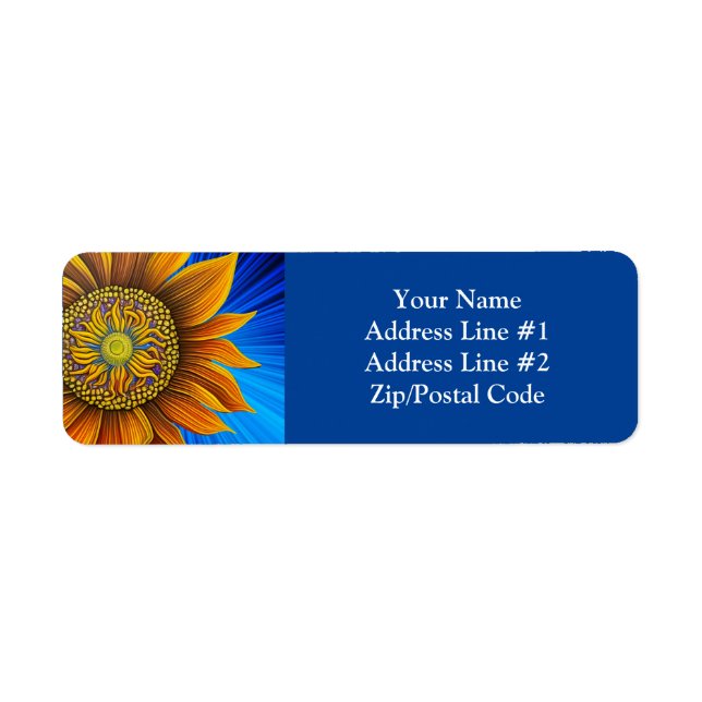 Rustic Sunny Sunflower on Blue Return Address Label (Front)