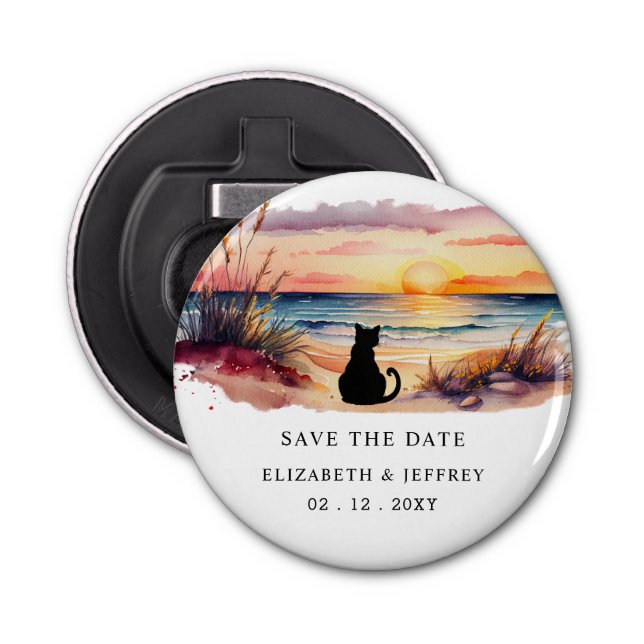 Rustic Sunset Beach Save The Date Magnet Bottle Opener (Front)