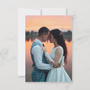 Rustic Sunset Budget Minimalist 2 Photo Wedding Invitation