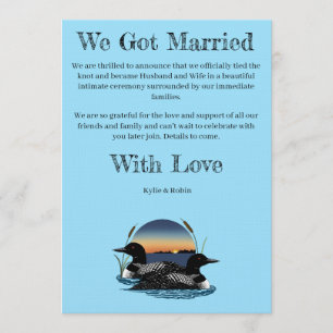 Rustic Sunset Vintage Loons Lake  Invitation