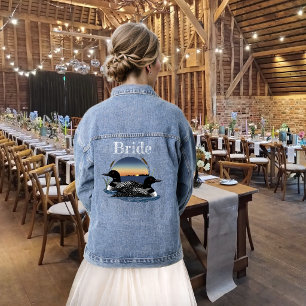 Rustic Sunset Vintage Loons Lake Wedding Denim Jacket