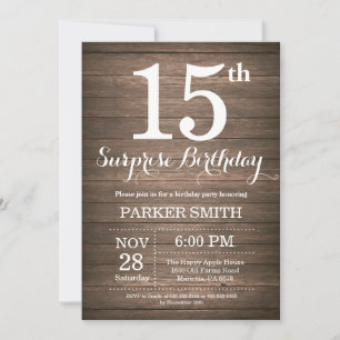 Rustic Surprise 15th Birthday Invitation