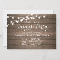 Rustic Surprise 18th Birthday Invitation Wood