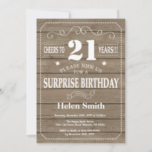 Rustic Surprise 21st Birthday Invitation