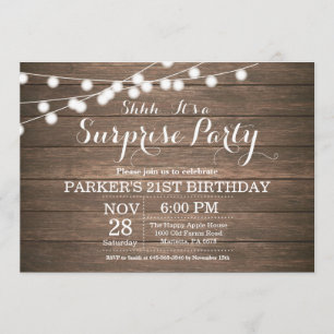 Rustic Surprise 21st Birthday Invitation Wood