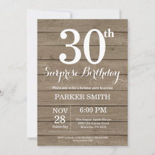 Rustic Surprise 30th Birthday Invitation