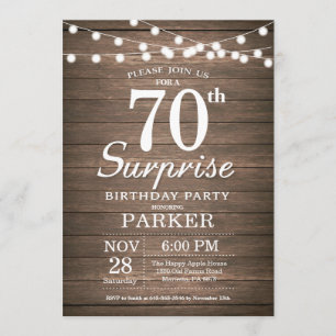 Rustic Surprise 70th Birthday Invitation Wood