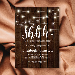 Rustic Surprise Birthday Party Invitation