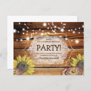 Rustic Surprise Sunflower 80th Birthday Postcard
