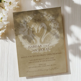 Rustic Swan Monogram Wedding Invite