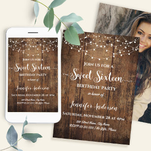 Rustic Sweet 16 Birthday Party Invitation