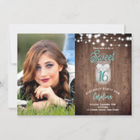 Rustic Sweet 16 Mason Jar Lights Teal Birthday