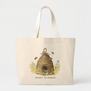 Rustic Sweet As Honey Bee Hive Large Tote Bag