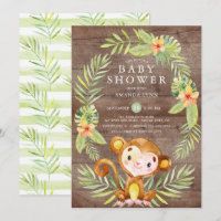 Rustic Sweet Monkey Boy Baby Shower Invitation
