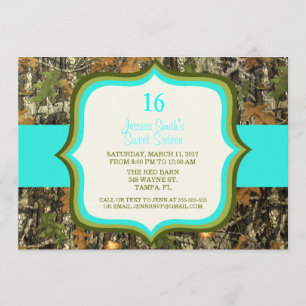 Rustic Sweet Sixteen Camo Birthday Invitation