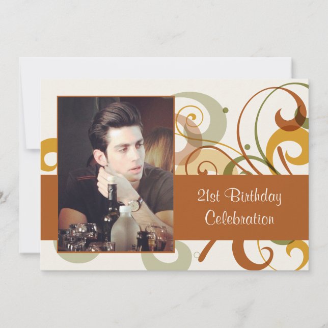 Rustic Swirls Photo Invitation (Front)