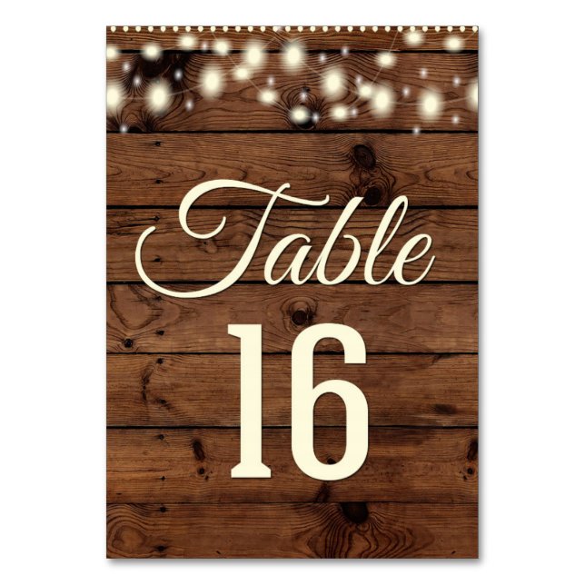 Rustic Table Number, Number 16, SIXTEEN (Front)