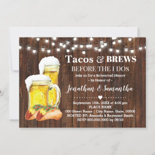 Rustic Tacos & Brews Before I Do Couples Shower Invitation