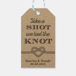 Rustic Take a Shot We Tied The Knot Wedding Kraft Gift Tags