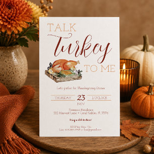 Rustic Talk Turkey Thanksgiving Dinner Invite