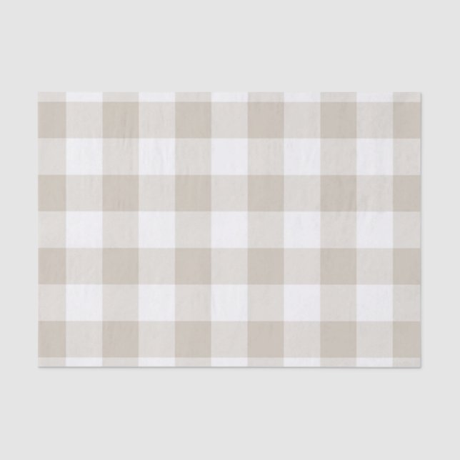 Rustic Tan and White Buffalo Check Pattern Tissue Paper (Front)