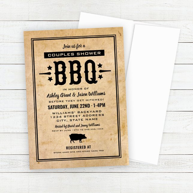 Rustic Tan BBQ Wedding Couples Shower Invitation (Creator Uploaded)