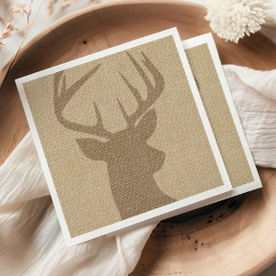 Rustic Tan Burlap Deer Buck Napkin