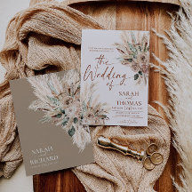 Rustic Tan Fall Boho Wedding Invitation Card