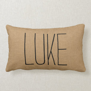 Rustic Tan Name Monogram Lumbar Cushion