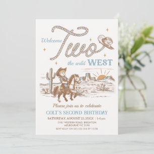Rustic Tan Welcome Two The Wild West 2nd Birthday Invitation